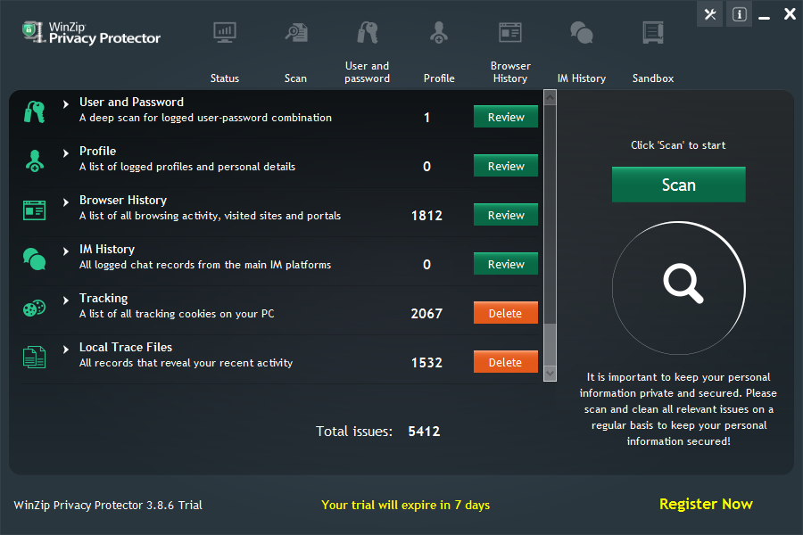 WinZip Privacy Protector(电脑隐私保护软件) v3.8.6免费版