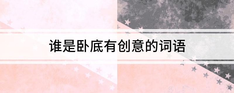 谁是卧底有创意的词语 谁是卧底怎么玩
