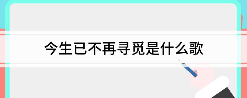 今生已不再寻觅是什么歌