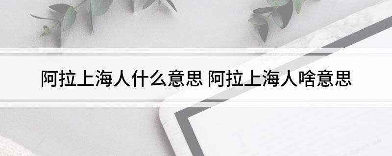 阿拉上海人什么意思 阿拉上海人啥意思