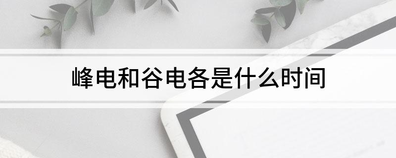 峰电和谷电各是什么时间