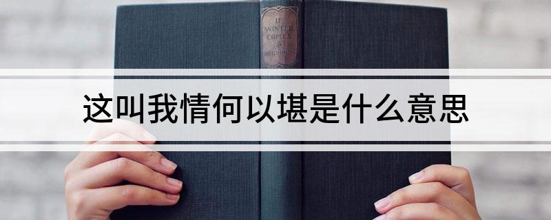 这叫我情何以堪是什么意思
