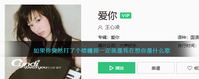 如果你突然打了个喷嚏那一定就是我在想你是什么歌_王心凌爱你歌曲歌词试听