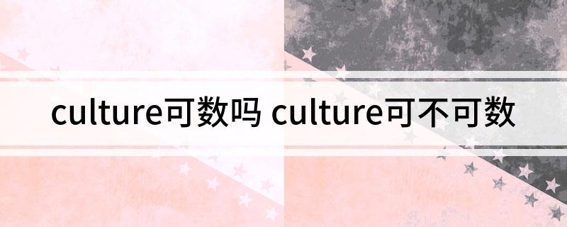 culture可数吗 culture可不可数