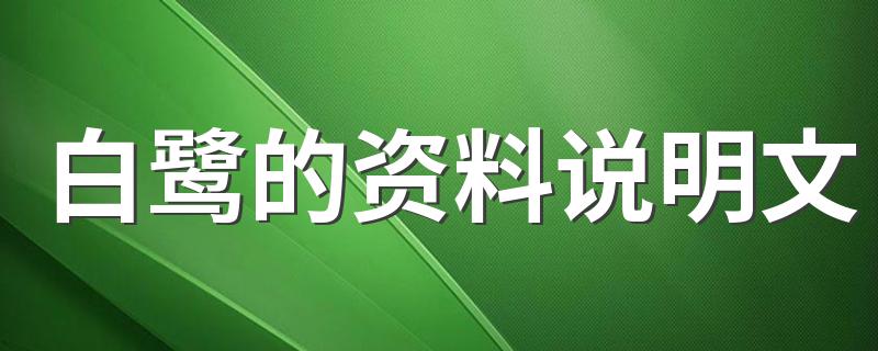 白鹭的资料说明文 白鹭说明文简述说明