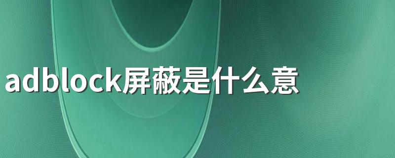 adblock屏蔽是什么意思如何解决 看完你就明白了