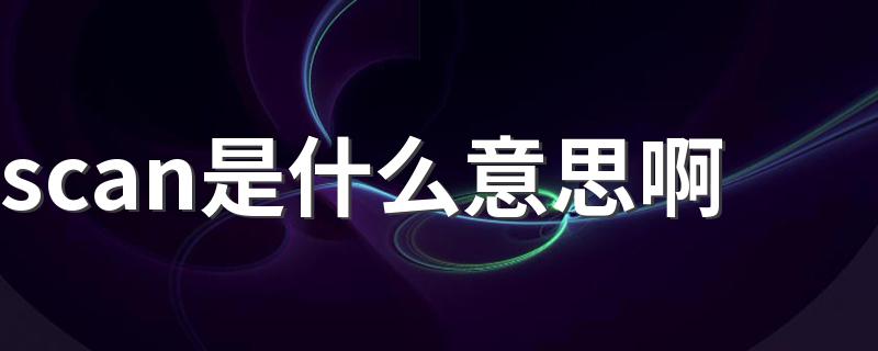 scan是什么意思啊 怎么理解scan的意思