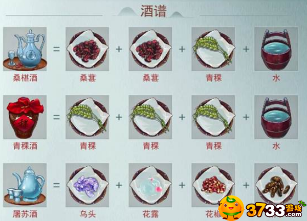 《江湖悠悠》酒谱大全
