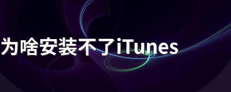 为啥安装不了iTunes 具体解决方法