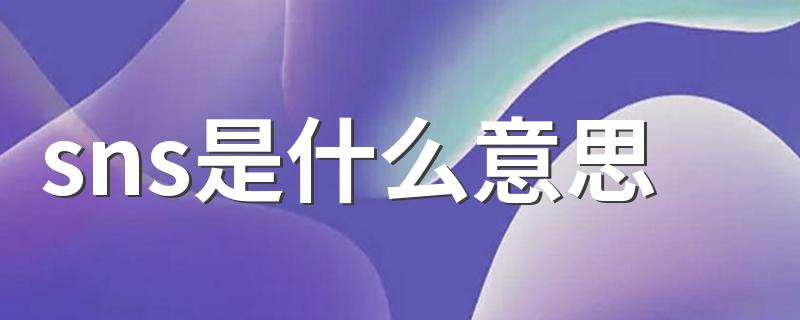 sns是什么意思 sns的含义