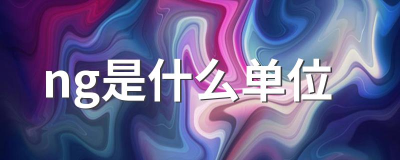 ng是什么单位 一种质量的计量单位