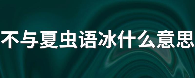 不与夏虫语冰什么意思 不与夏虫语冰意思简述