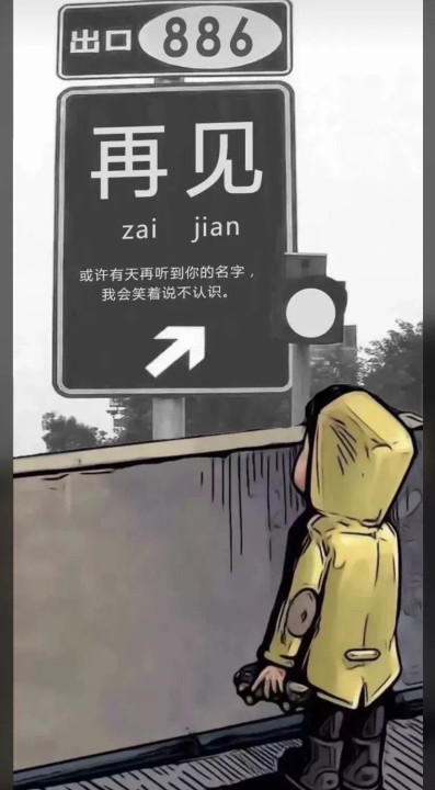 抖音出口886再见路牌高清原图