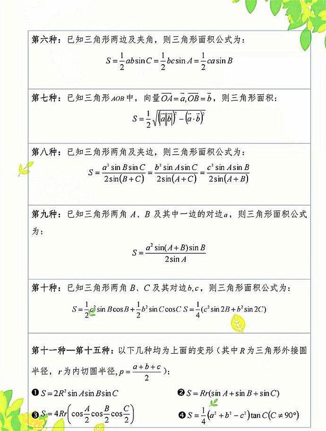 三角形的面积公式是什么