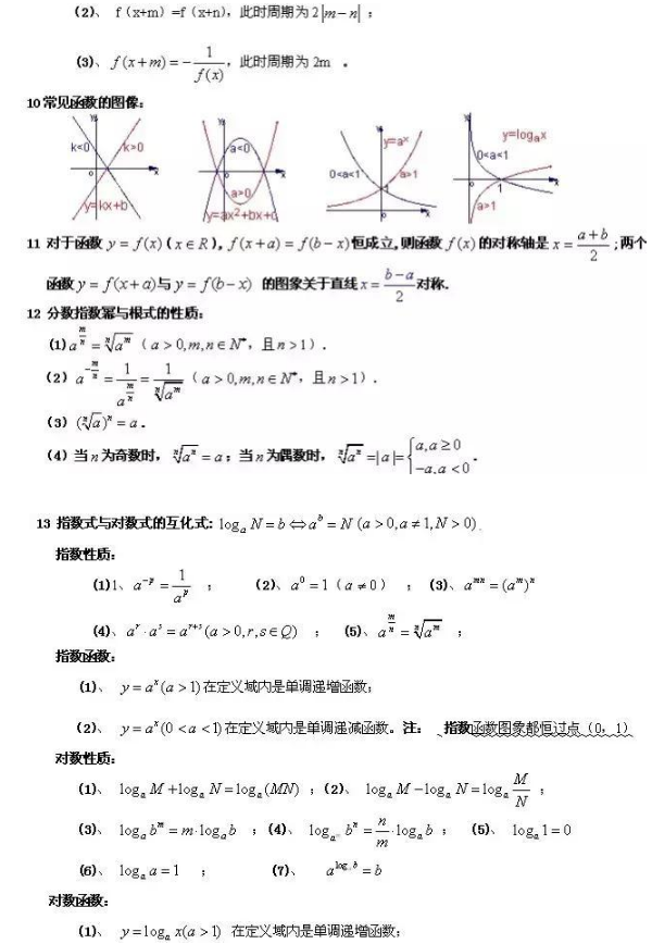 高考必背重点数学公式