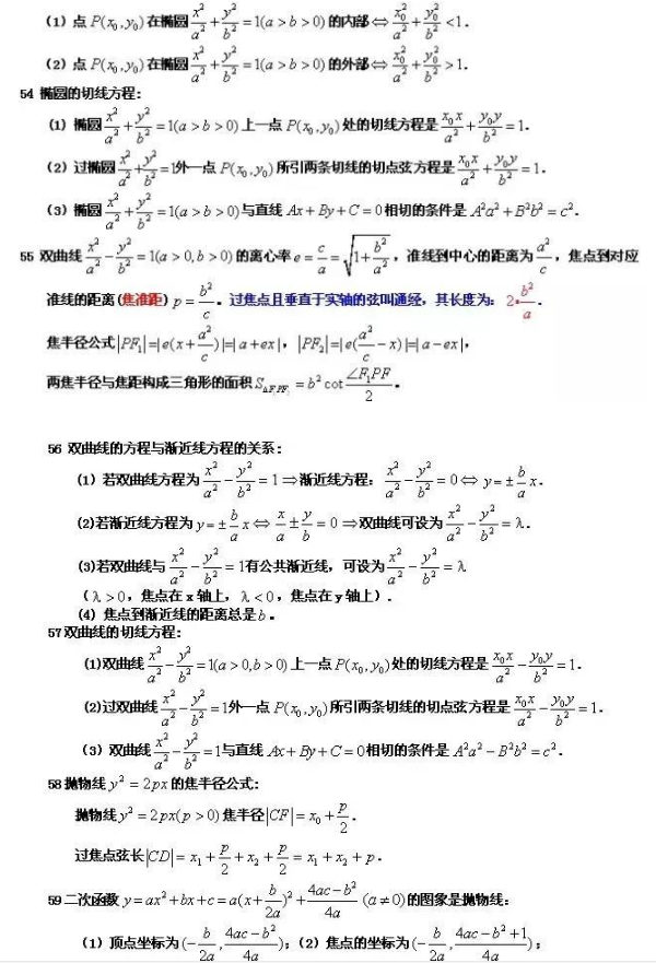 高考必背重点数学公式