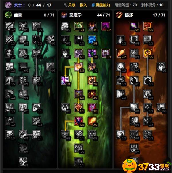 魔兽世界wlk恶魔术士天赋点什么