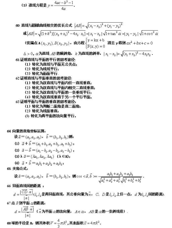 高考必背重点数学公式