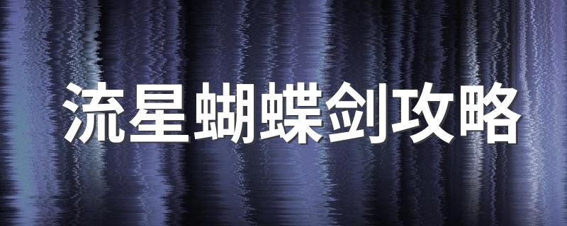 流星蝴蝶剑全方位玩法攻略_流星蝴蝶剑攻略
