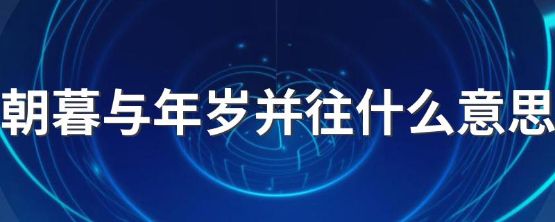 怎么理解朝暮与年岁并往_朝暮与年岁并往什么意