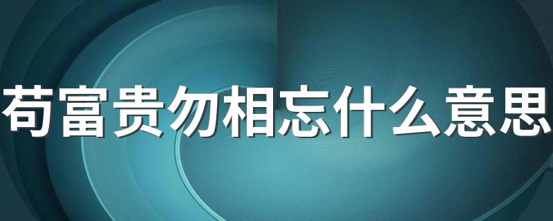 苟富贵勿相忘翻译_苟富贵勿相忘什么意思