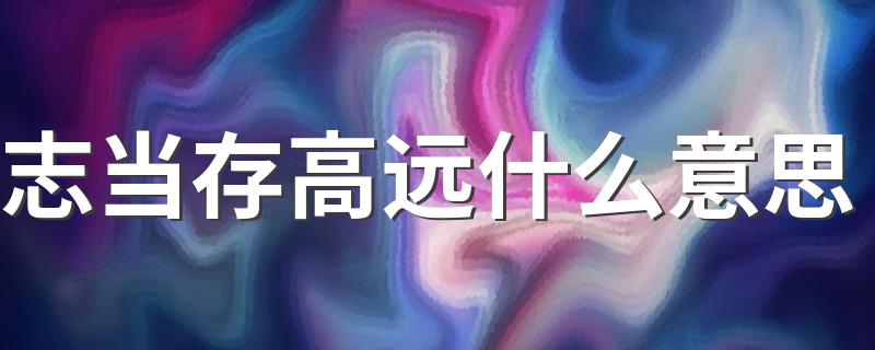 志当存高远释义及出处_志当存高远什么意思