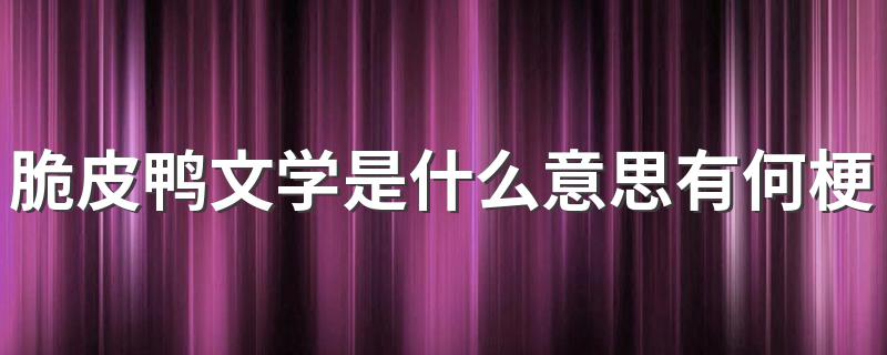 什么是脆皮鸭文学_脆皮鸭文学是什么意思有何梗