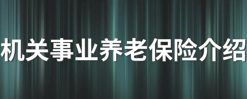 机关事业养老保险简介_机关事业养老保险介绍
