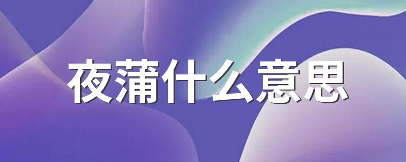 夜蒲什么意思详解_夜蒲什么意思