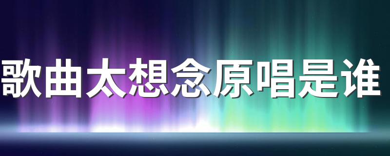 歌曲太想念原唱是谁(关于歌曲太想念的介绍)