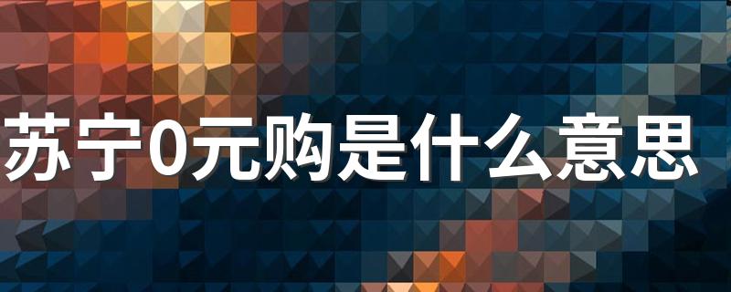 苏宁0元购的意思_苏宁0元购是什么意思