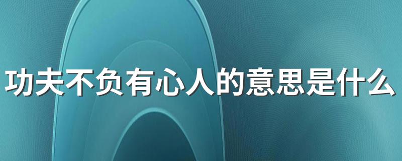 怎么理解功夫不负有心人_功夫不负有心人的意思是什么