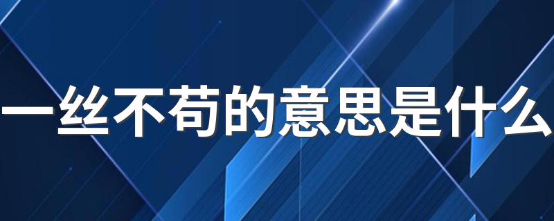 一丝不苟释义_一丝不苟的意思是什么