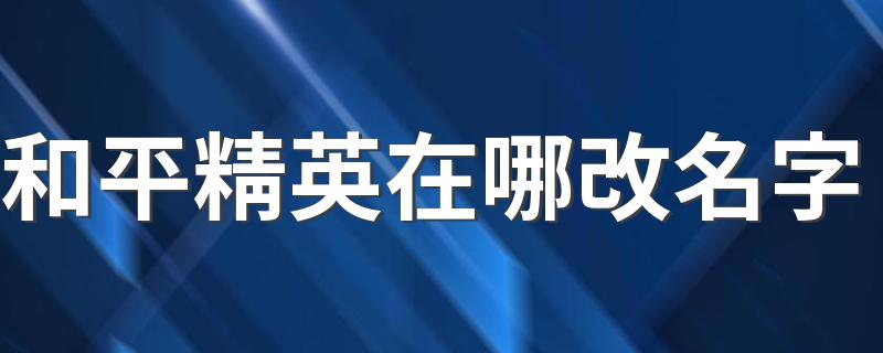和平精英怎么改名字_和平精英在哪改名字
