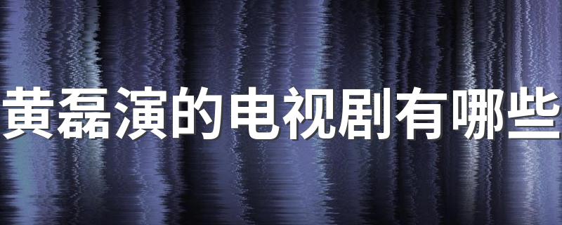 黄磊演的电视剧列述_黄磊演的电视剧有哪些