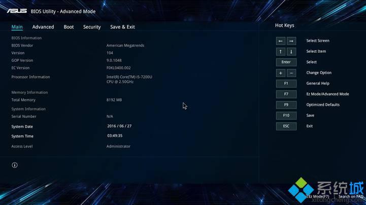 华硕笔记本bios utility ez mode设置图解以及切换成传统bios界面方法