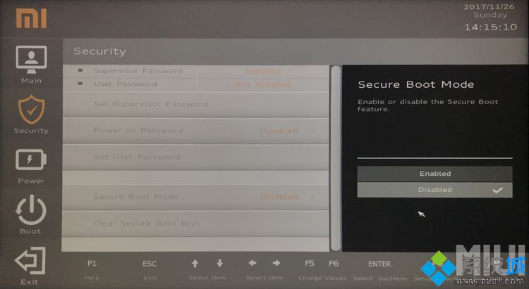 小米笔记本怎么关闭secure boot|小米笔记本bios禁用安全启动的方法
