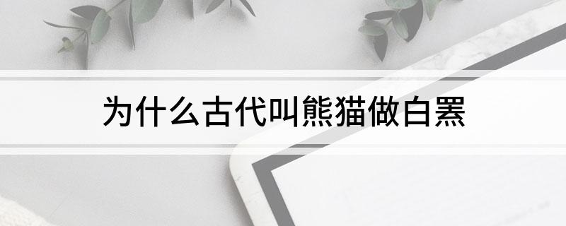 为什么古代叫熊猫做白罴