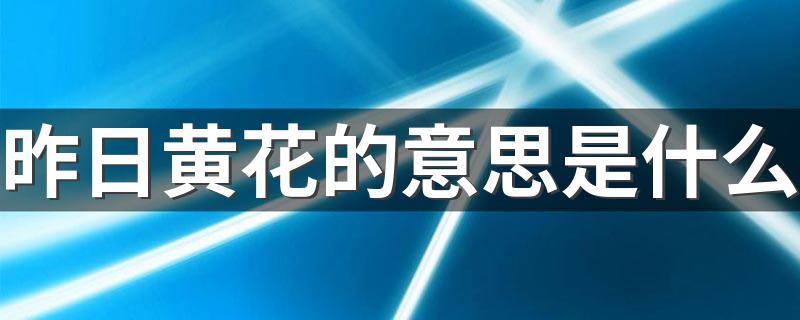 昨日黄花是什么意思_昨日黄花的意思是什么