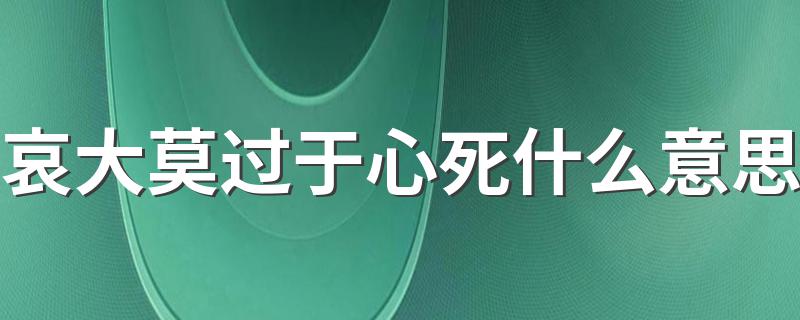 哀大莫过于心死的含义_哀大莫过于心死什么意思