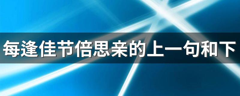 每逢佳节倍思亲上下句介绍_每逢佳节倍思亲的上一句和下一句是什么
