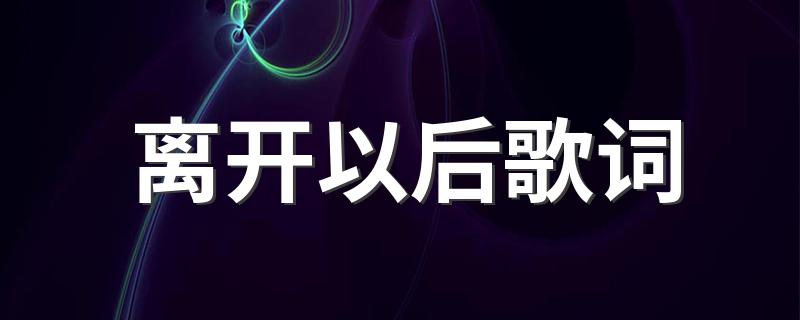 离开以后歌词介绍_离开以后歌词