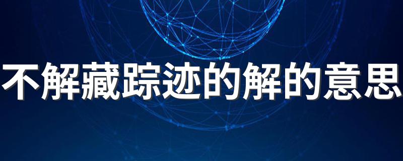 不解藏踪迹的解什么意思_不解藏踪迹的解的意思