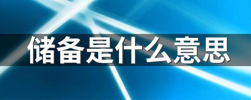 储备意思简述_储备是什么意思
