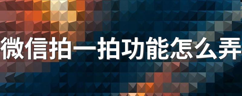 怎么使用微信拍一拍功能_微信拍一拍功能怎么弄