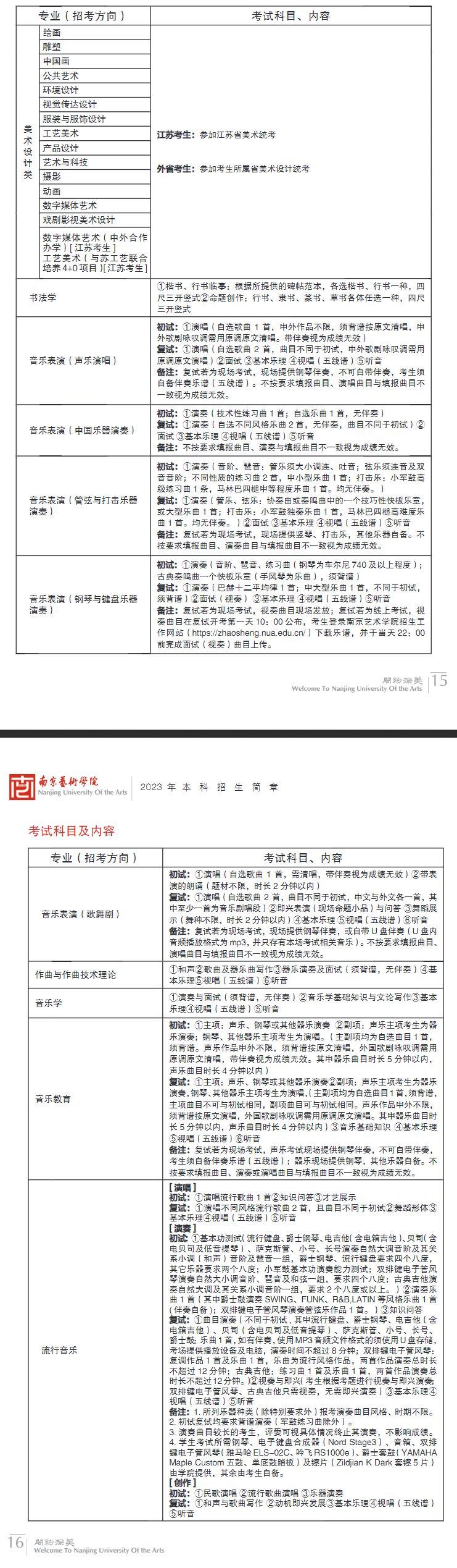 南京艺术学院2023本科招生简章