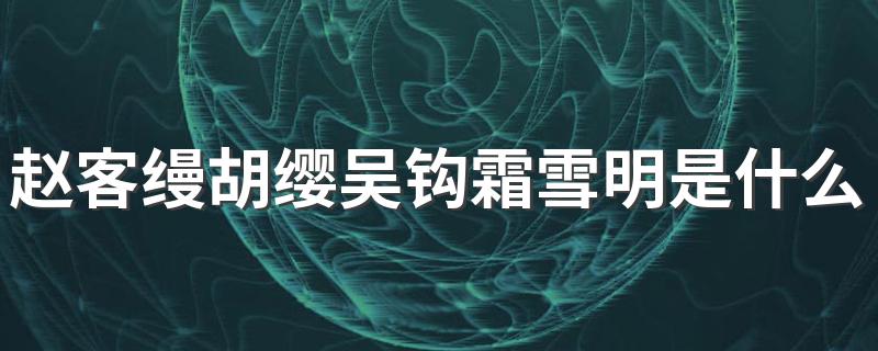 怎么理解赵客缦胡缨吴钩霜雪明的意思_赵客缦胡缨吴钩霜雪明是什么意思