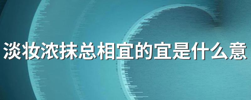 怎么理解宜_淡妆浓抹总相宜的宜是什么意思