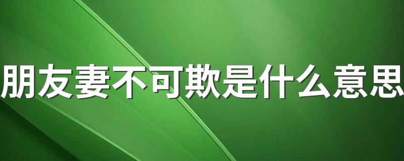 如何理解朋友妻不可欺_朋友妻不可欺是什么意思