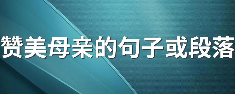 母亲是最美的诗_赞美母亲的句子或段落